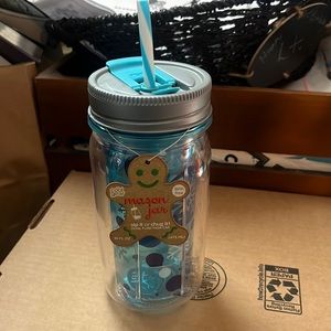 Cool Gear mason jar with blue snowflakes , sip or chug your drink